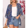 image:imageWomens Floral Print Puff Sleeve Kimono Cardigan Loose Cover Up Casual Blouse Tops 2026Purple Boho