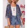 image:imageWomens Floral Print Puff Sleeve Kimono Cardigan Loose Cover Up Casual Blouse Tops 2026Purple Boho
