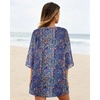 image:imageWomens Floral Print Puff Sleeve Kimono Cardigan Loose Cover Up Casual Blouse Tops 2026Purple Boho
