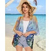 image:imageWomens Floral Print Puff Sleeve Kimono Cardigan Loose Cover Up Casual Blouse Tops 2026Sunset and Flowers