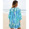 image:imageWomens Floral Print Puff Sleeve Kimono Cardigan Loose Cover Up Casual Blouse Tops 2026Teal Abstract Print