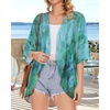 image:imageWomens Floral Print Puff Sleeve Kimono Cardigan Loose Cover Up Casual Blouse Tops 2026Teal Blue Print