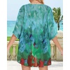 image:imageWomens Floral Print Puff Sleeve Kimono Cardigan Loose Cover Up Casual Blouse Tops 2026Teal Blue Print