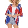 image:imageWomens Floral Print Puff Sleeve Kimono Cardigan Loose Cover Up Casual Blouse Tops 2026Tie Dyed Flag
