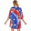 image:imageWomens Floral Print Puff Sleeve Kimono Cardigan Loose Cover Up Casual Blouse Tops 2026Tie Dyed Flag