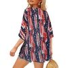 image:imageWomens Floral Print Puff Sleeve Kimono Cardigan Loose Cover Up Casual Blouse Tops 2026Us Flag Navy Striped