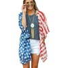 image:imageWomens Floral Print Puff Sleeve Kimono Cardigan Loose Cover Up Casual Blouse Tops 2026Us Flag Print
