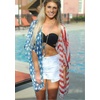 image:imageWomens Floral Print Puff Sleeve Kimono Cardigan Loose Cover Up Casual Blouse Tops 2026Us Flag Print