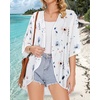 image:imageWomens Floral Print Puff Sleeve Kimono Cardigan Loose Cover Up Casual Blouse Tops 2026White Blue Flower