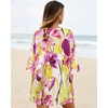 image:imageWomens Floral Print Puff Sleeve Kimono Cardigan Loose Cover Up Casual Blouse Tops 2026Yellow Pink Abstract Print