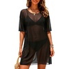 image:imageCHICGAL Swimsuit Coverup for Women Mesh Summer Beach Dresses Sheer Bathing Suit Cover Up Short Sleeve Beachwear 2026Black