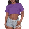 image:imageCrop Tops for Women Casual Short Sleeve T Shirts Summer Basic Top Crew Neck Oversized Cropped Tees 2026Solid Purple