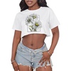 image:imageCrop Tops for Women Casual Short Sleeve T Shirts Summer Basic Top Crew Neck Oversized Cropped Tees 2026White Daisy