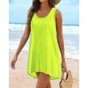image:imageCHICGAL Swimsuit Coverup for Women Summer Sleeveless Beach Dress Tank Bikini Bathing Suit Cover Up 2026A Bright Green