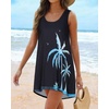 image:imageCHICGAL Swimsuit Coverup for Women Summer Sleeveless Beach Dress Tank Bikini Bathing Suit Cover Up 2026Black Trees