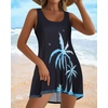 image:imageCHICGAL Swimsuit Coverup for Women Summer Sleeveless Beach Dress Tank Bikini Bathing Suit Cover Up 2026Black Trees