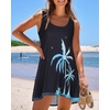 image:imageCHICGAL Swimsuit Coverup for Women Summer Sleeveless Beach Dress Tank Bikini Bathing Suit Cover Up 2026Black Trees