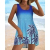image:imageCHICGAL Swimsuit Coverup for Women Summer Sleeveless Beach Dress Tank Bikini Bathing Suit Cover Up 2026Blue Coconut Trees