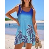 image:imageCHICGAL Swimsuit Coverup for Women Summer Sleeveless Beach Dress Tank Bikini Bathing Suit Cover Up 2026Blue Coconut Trees