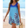 image:imageCHICGAL Swimsuit Coverup for Women Summer Sleeveless Beach Dress Tank Bikini Bathing Suit Cover Up 2026Blue Coconut Trees