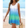 image:imageCHICGAL Swimsuit Coverup for Women Summer Sleeveless Beach Dress Tank Bikini Bathing Suit Cover Up 2026Blue Green