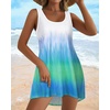image:imageCHICGAL Swimsuit Coverup for Women Summer Sleeveless Beach Dress Tank Bikini Bathing Suit Cover Up 2026Blue Green