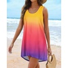 image:imageCHICGAL Swimsuit Coverup for Women Summer Sleeveless Beach Dress Tank Bikini Bathing Suit Cover Up 2026Gradient Multicolored