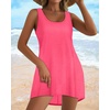 image:imageCHICGAL Swimsuit Coverup for Women Summer Sleeveless Beach Dress Tank Bikini Bathing Suit Cover Up 2026Neon Pink