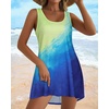 image:imageCHICGAL Swimsuit Coverup for Women Summer Sleeveless Beach Dress Tank Bikini Bathing Suit Cover Up 2026Yellow Blue