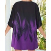 image:imageWomens Floral Print Puff Sleeve Kimono Cardigan Loose Cover Up Casual Blouse Tops 2026Turbo Purple Black