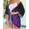 image:imageWomens Floral Print Puff Sleeve Kimono Cardigan Loose Cover Up Casual Blouse Tops 2026Turbo Purple Black