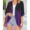 image:imageWomens Floral Print Puff Sleeve Kimono Cardigan Loose Cover Up Casual Blouse Tops 2026Turbo Purple Black