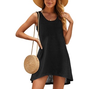 image:imageCHICGAL Swimsuit Coverup for Women Summer Sleeveless Beach Dress Tank Bikini Bathing Suit Cover Up 2026A Black