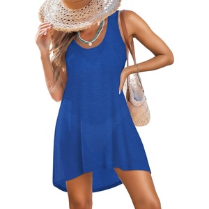 image:imageCHICGAL Swimsuit Coverup for Women Summer Sleeveless Beach Dress Tank Bikini Bathing Suit Cover Up 2026A Dark Blue