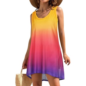image:imageCHICGAL Swimsuit Coverup for Women Summer Sleeveless Beach Dress Tank Bikini Bathing Suit Cover Up 2026Gradient Multicolored