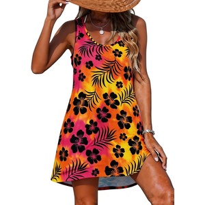 image:imageCHICGAL Swimsuit Coverup for Women Summer Sleeveless Beach Dress Tank Bikini Bathing Suit Cover Up 2026Orange Floral