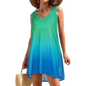image:imageCHICGAL Swimsuit Coverup for Women Summer Sleeveless Beach Dress Tank Bikini Bathing Suit Cover Up 2026Tiedyed Sky Blue