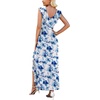 image:imageWEACZZY Women V Neck Maxi Dress Sexy Elegant Evening Party Prom Dress Cocktail Party Long Dresses 2026Blue Ink Flower