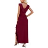 image:imageWEACZZY Women V Neck Maxi Dress Sexy Elegant Evening Party Prom Dress Cocktail Party Long Dresses 2026Wine Red