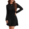 image:imageWEACZZY Womens Long Sleeve Casual Fall Dresses Elegant A Line High Waist Ruffle Flowy Party Wedding Guest Mini Dress 202601 Black
