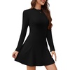 image:imageWEACZZY Womens Long Sleeve Casual Fall Dresses Elegant A Line High Waist Ruffle Flowy Party Wedding Guest Mini Dress 202601 Black