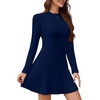 image:imageWEACZZY Womens Long Sleeve Casual Fall Dresses Elegant A Line High Waist Ruffle Flowy Party Wedding Guest Mini Dress 2026A Navy Blue