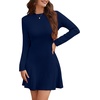 image:imageWEACZZY Womens Long Sleeve Casual Fall Dresses Elegant A Line High Waist Ruffle Flowy Party Wedding Guest Mini Dress 2026A Navy Blue