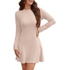 image:imageWEACZZY Womens Long Sleeve Casual Fall Dresses Elegant A Line High Waist Ruffle Flowy Party Wedding Guest Mini Dress 2026Apricot
