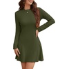 image:imageWEACZZY Womens Long Sleeve Casual Fall Dresses Elegant A Line High Waist Ruffle Flowy Party Wedding Guest Mini Dress 2026Army Green
