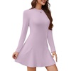 image:imageWEACZZY Womens Long Sleeve Casual Fall Dresses Elegant A Line High Waist Ruffle Flowy Party Wedding Guest Mini Dress 2026Light Purple