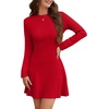 image:imageWEACZZY Womens Long Sleeve Casual Fall Dresses Elegant A Line High Waist Ruffle Flowy Party Wedding Guest Mini Dress 2026Red