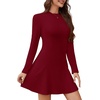 image:imageWEACZZY Womens Long Sleeve Casual Fall Dresses Elegant A Line High Waist Ruffle Flowy Party Wedding Guest Mini Dress 2026Wine Red