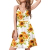 image:imageWEACZZY Womens 2026 Summer Dresses V Neck Spaghetti Strap Sundress Casual Beach Flowy Mini Dress with PocketsSunflower White