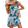 image:imageCHICGAL Swimsuit Coverup for Women Summer Sleeveless Beach Dress Tank Bikini Bathing Suit Cover Up 2026Blue Pink Leaves